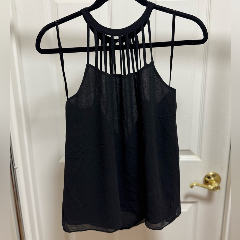 Naked Zebra Black Strappy Halter Tank Top